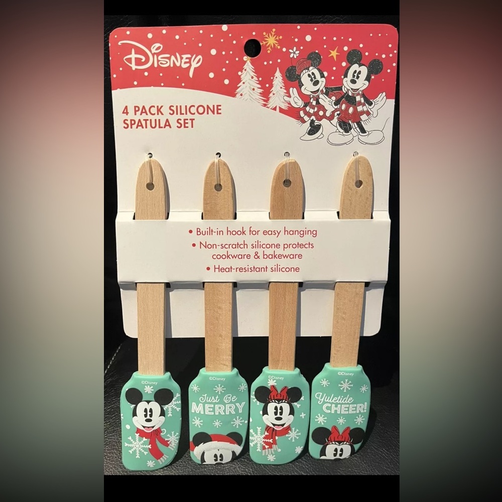 Mickey & Minnie Mouse Holiday Silicone Spatulas Set 4-Pack Gift Disney Christmas